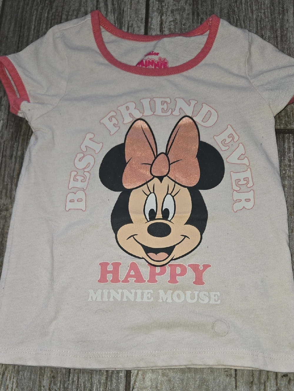 Disney Minnie Mouse Light Pink Tee with Coral Trim